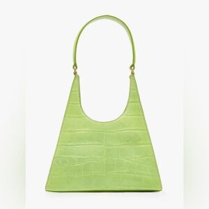NWT STAUD Rey Croc Embossed Leather Shoulder Bag Pistachio Pastel Light Green